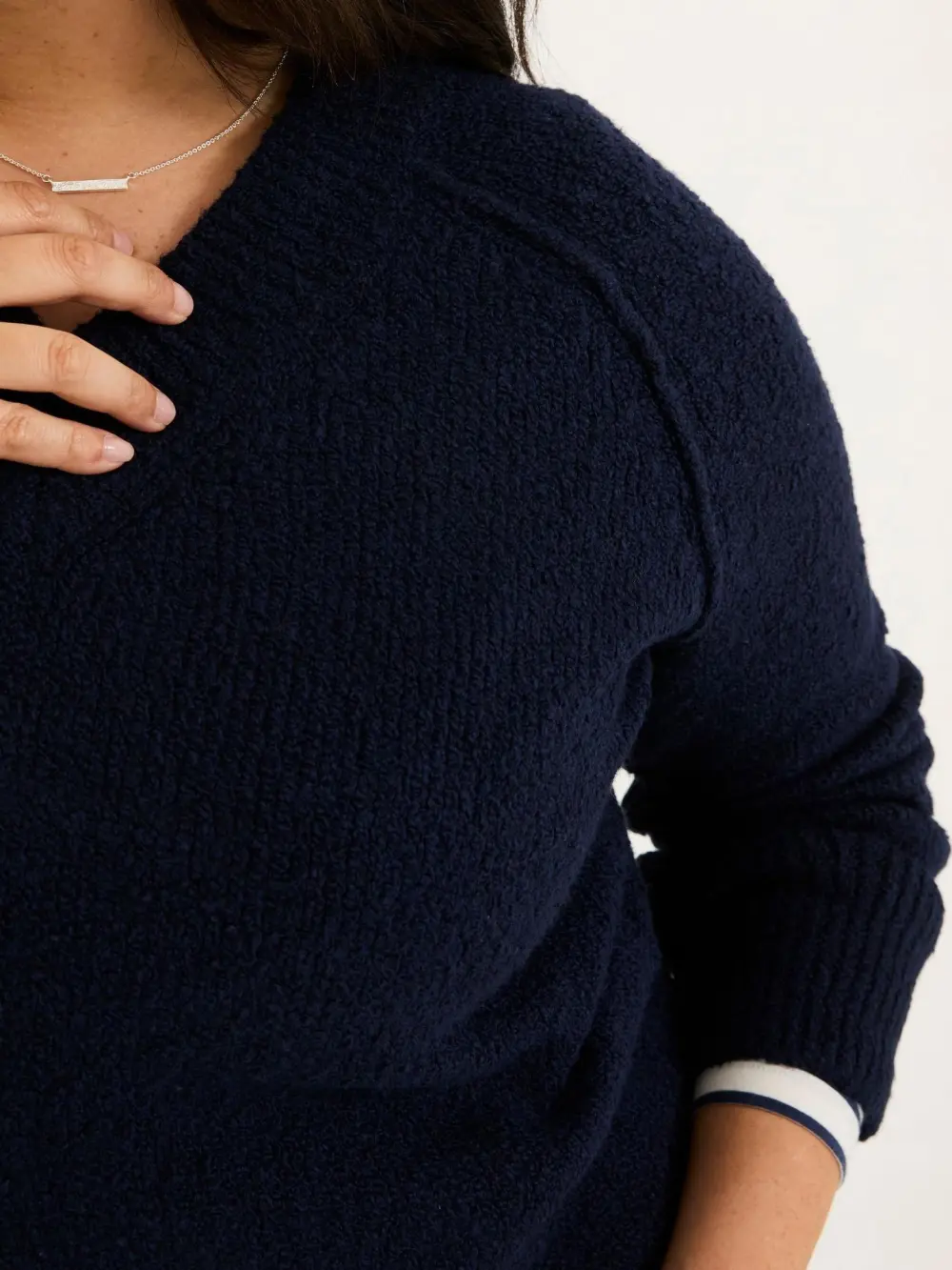 Navy Relaxed V-Neck Sweaters
