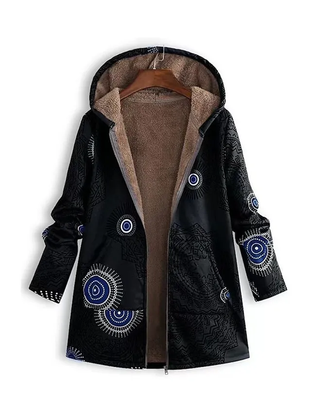 Women's Parka Outdoor Street Daily Fall Winter Coat Regular Fit Windproof Warm Stylish Contemporary Minimalist Jacket Long Sleeve Geometric with Pockets Full Zip Black Red Blue