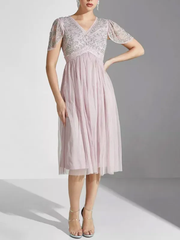 Sequin Detail Ruffle Dress