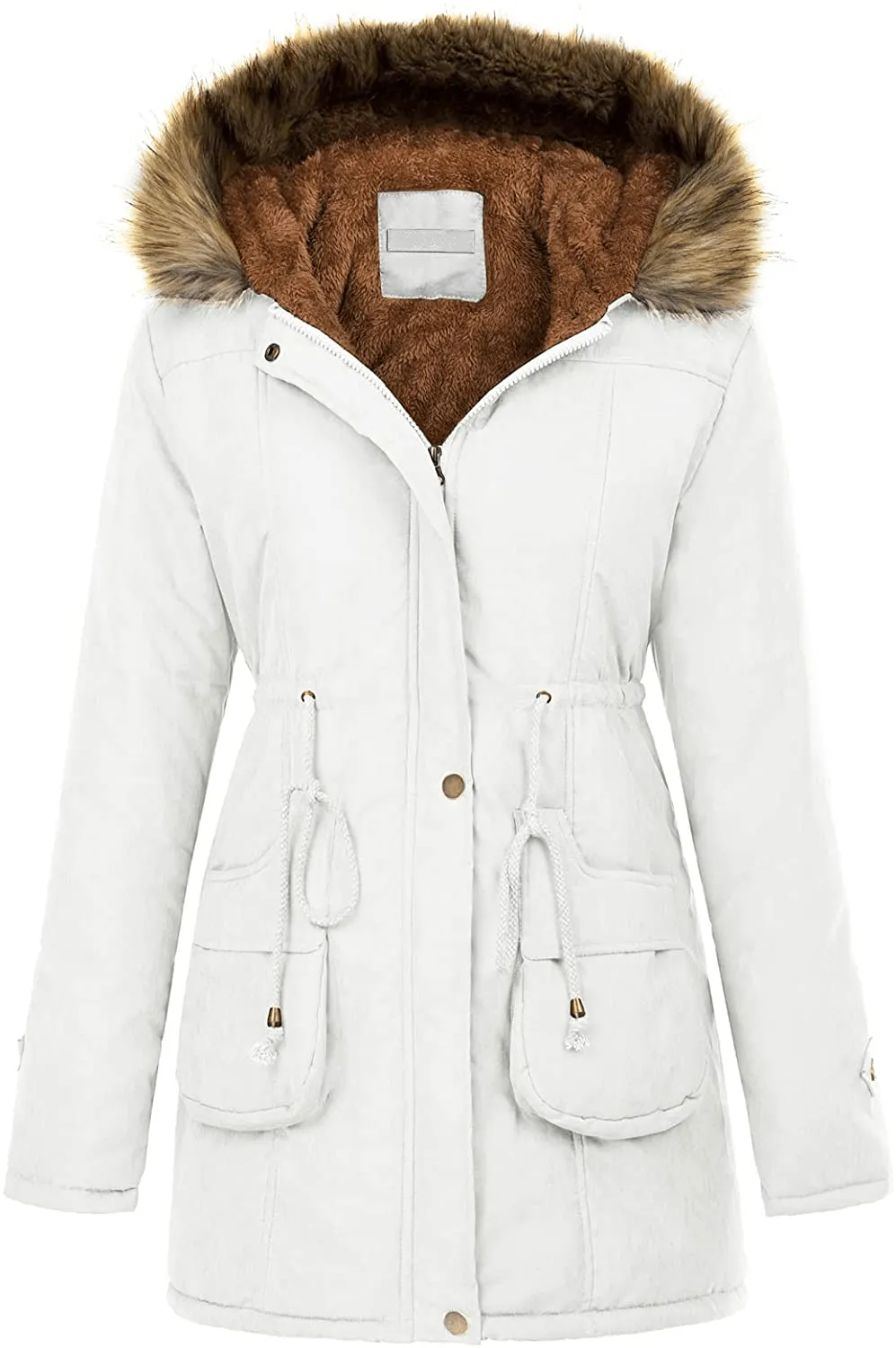 Women's Winter Coats Fleece Parkas Anoraks Hooded Military Jacket Coats M Black