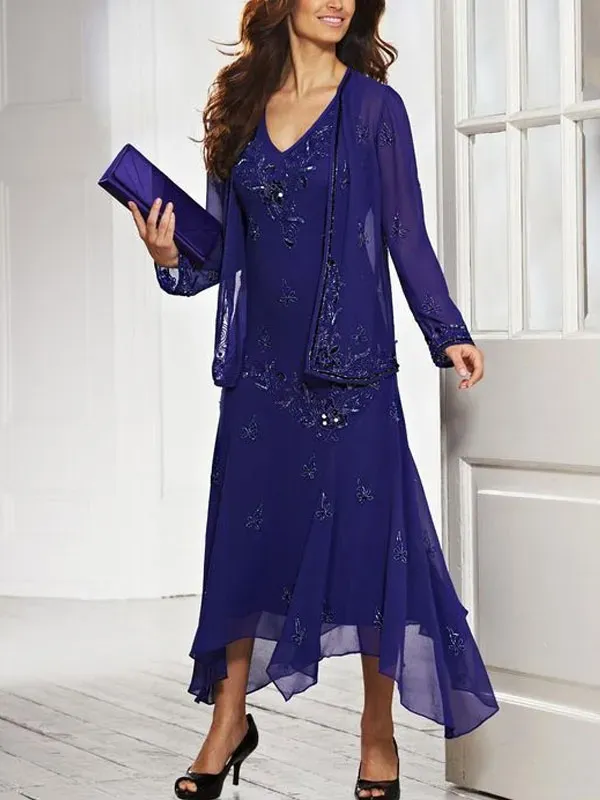 chiffon beadwork temperament wedding ladies dress