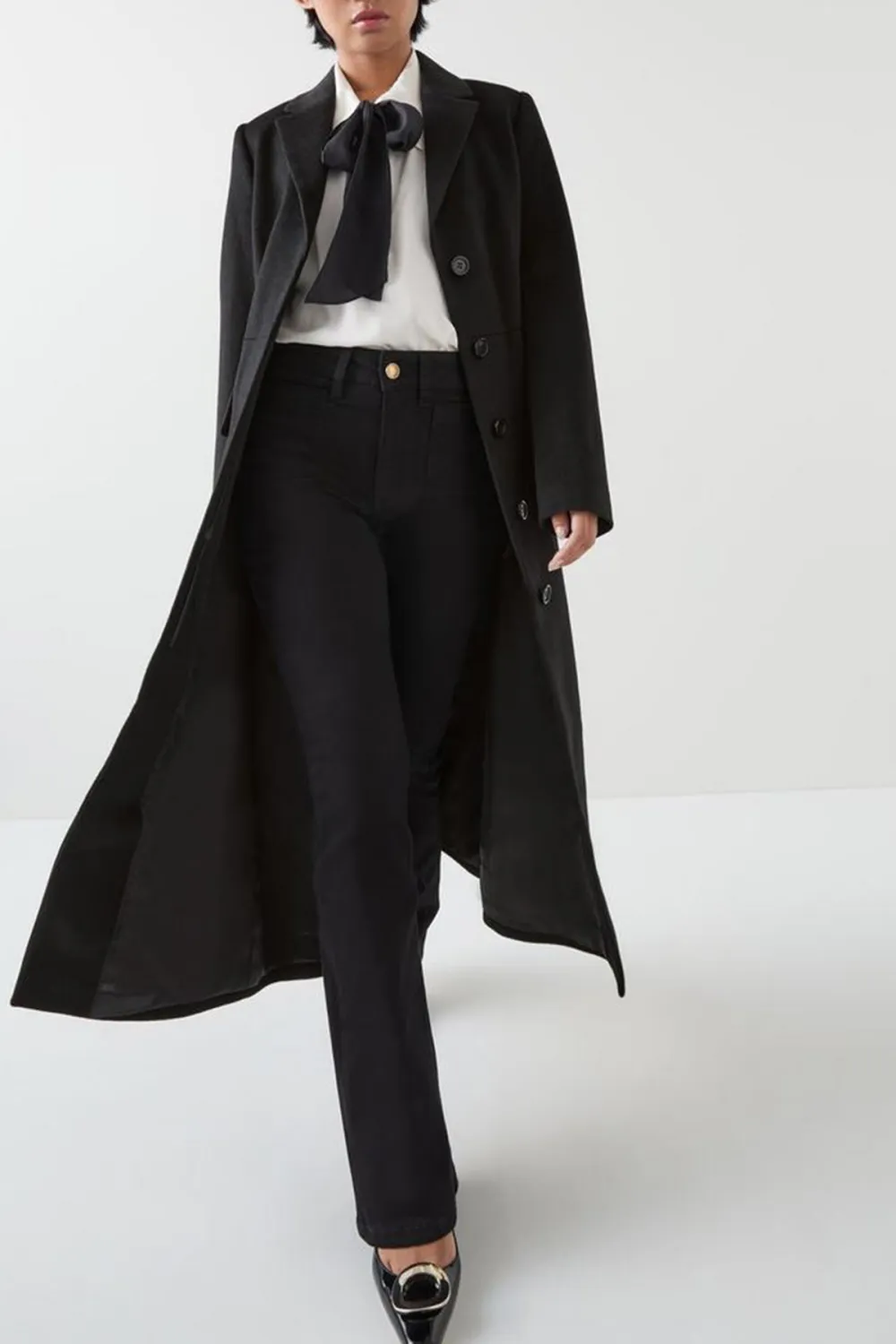 Black Belted Wool Coat