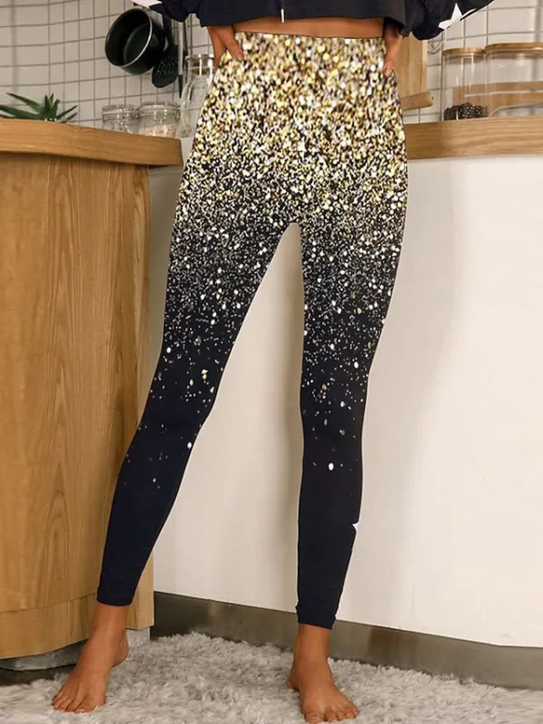 Women's Tights Leggings High Waist Designer Sparkle Sparkle & Shine Weekend Yoga Print High Elasticity Ankle-Length Tummy Control Graphic Prints S M L XL XXL