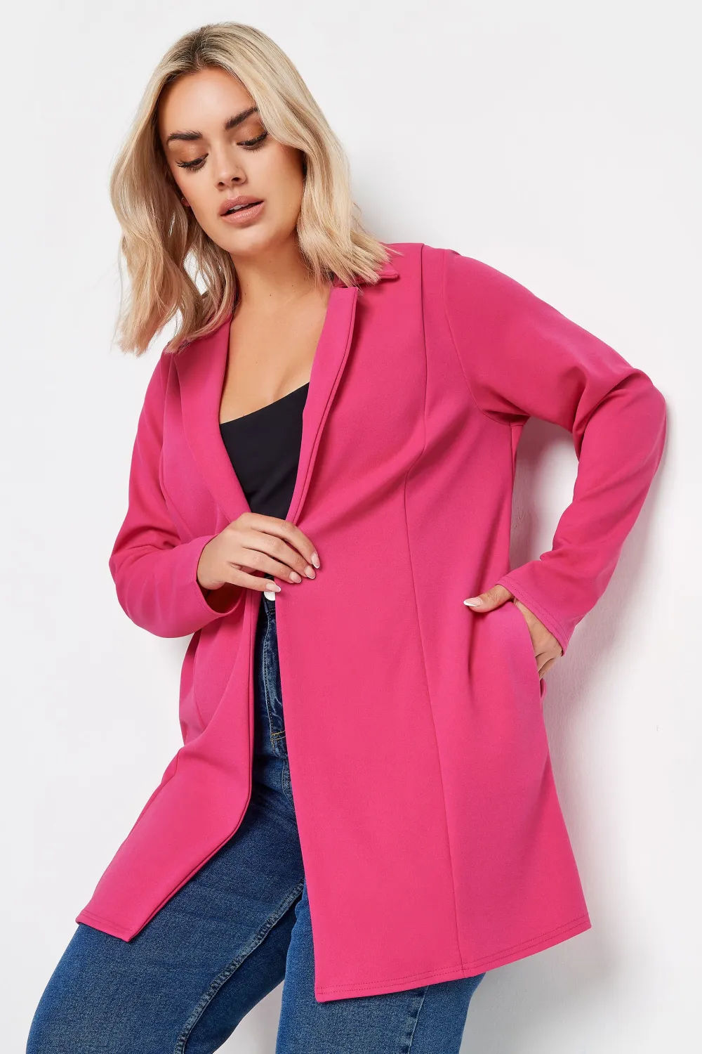 YOURS Curve Hot Pink Longline Blazer