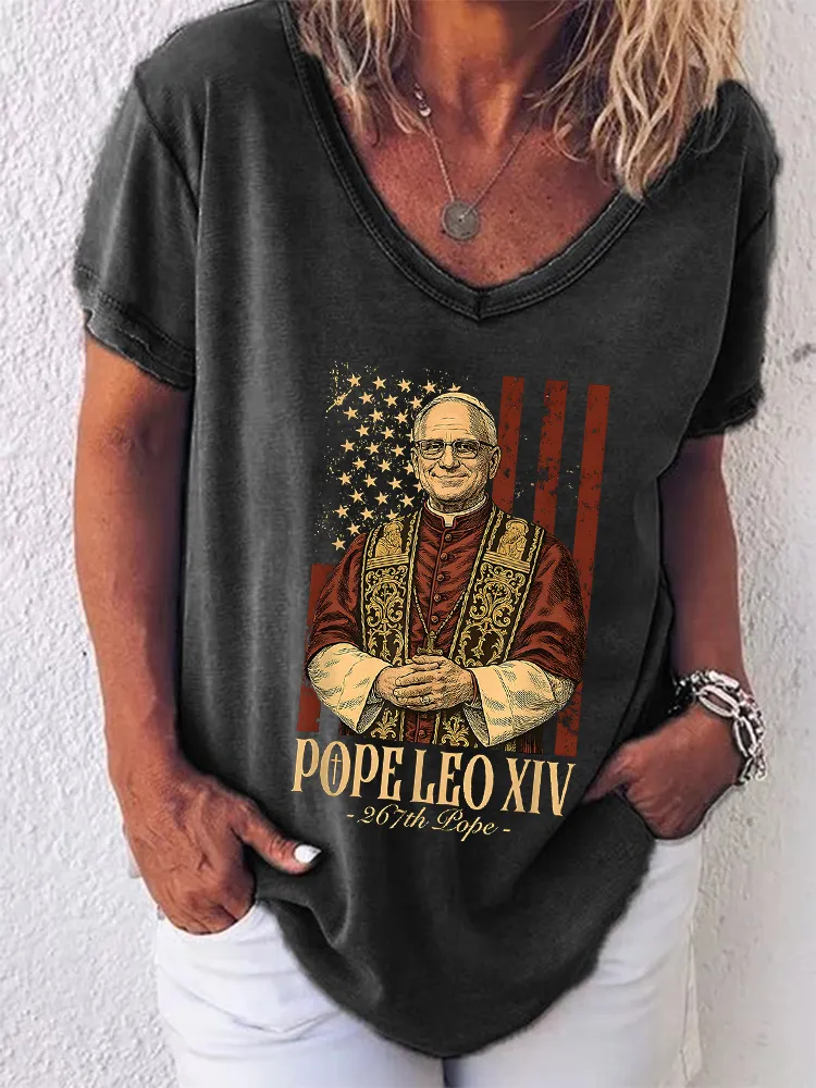 Women'S Pope Leo Xiv 267th Pope Round-Neck Short-Sleeved T-Shirt