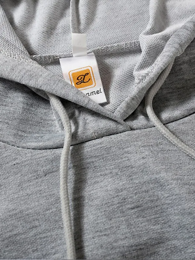 Women's Crop Top Hoodie Tracksuit Pants Sets Solid Color Black White Brown Patchwork Drawstring Long Sleeve Causal Sportswear Hooded Regular Fit Fall & Winter