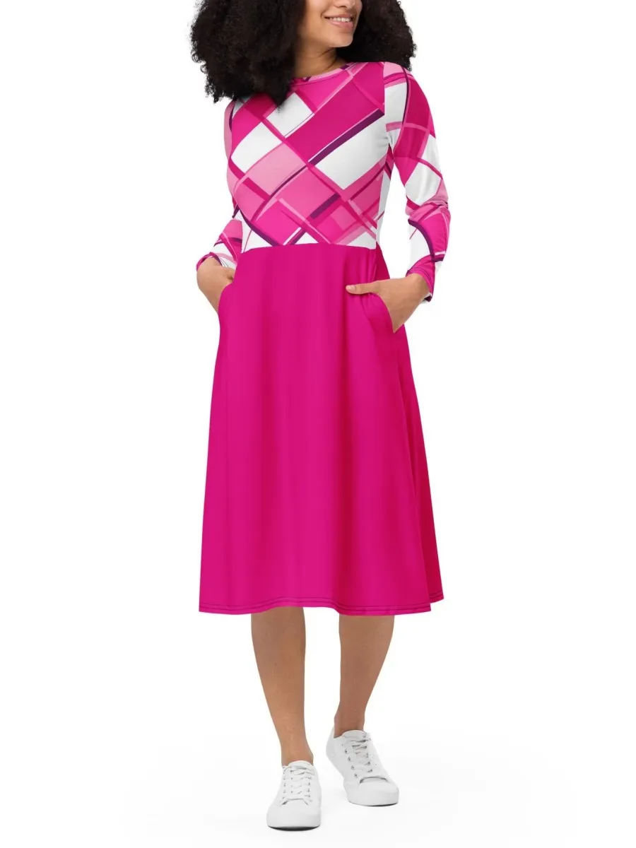 Casual Plaid Long Sleeve Dress