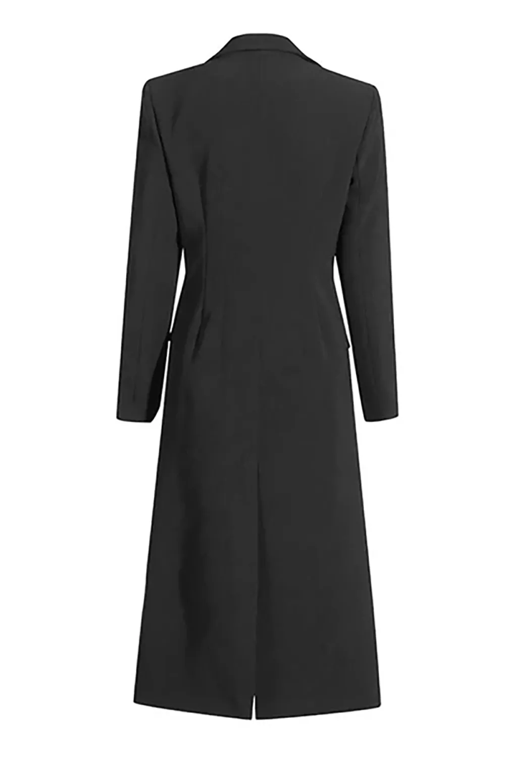 Smart Buckle Strap Shoulder Pad Cinch Waist Button Down Long Tailored Blazer