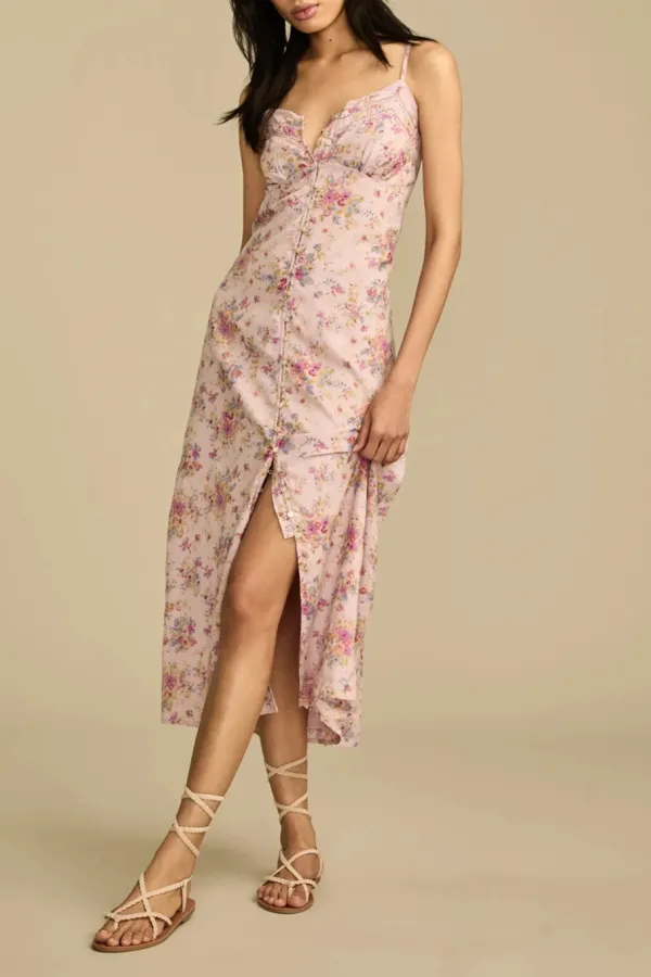 Floral Lace Trimmed Slip Dress