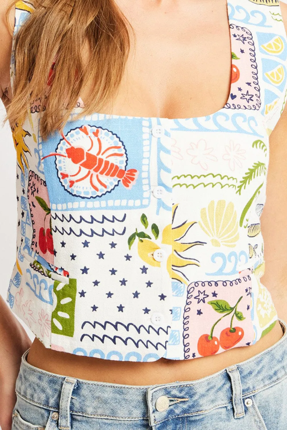 Multi Abstract Linen Vest