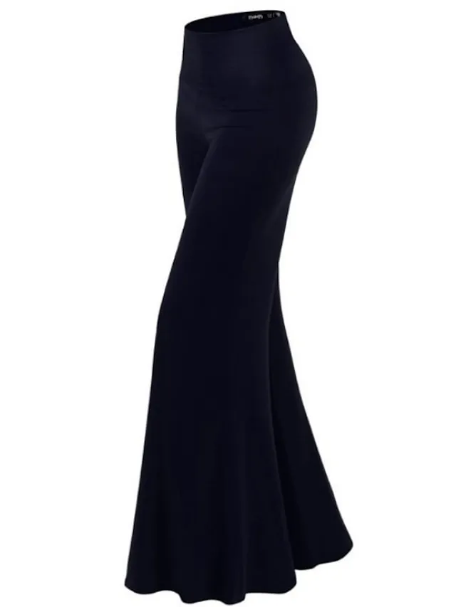 Women's Basic Essential Pants Wide Leg Slacks Straight Solid Colored Mid Waist White Black Navy Blue S M L XL XXL