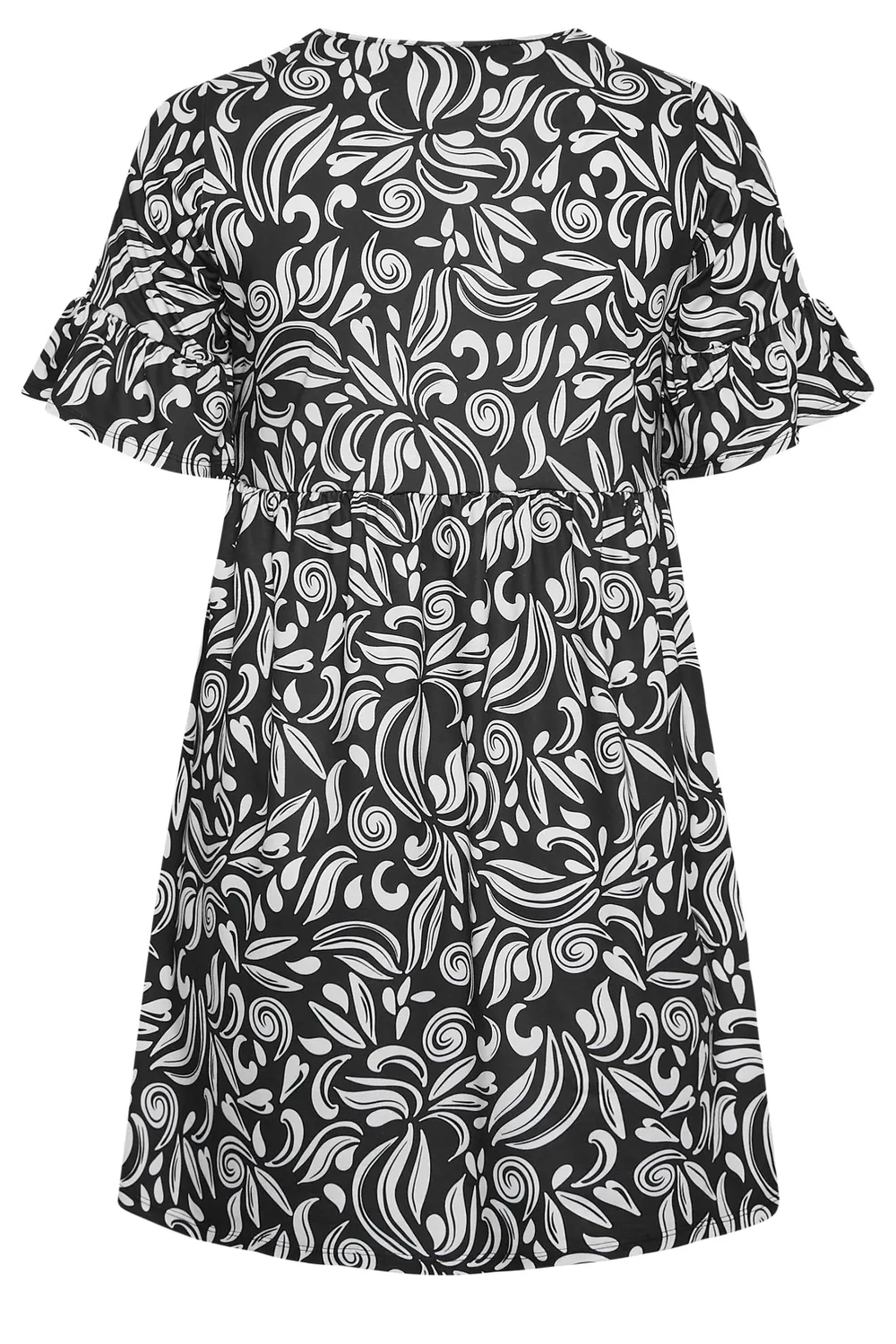 YOURS Curve Black Abstract Print Smock Tunic Dress