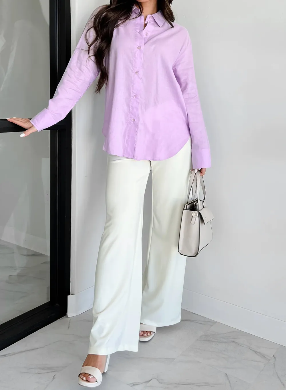 Purple Casual Linen Shirt