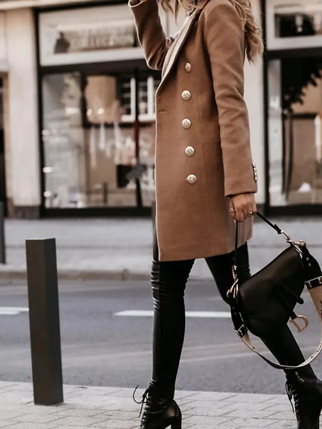 Women's Coat Outdoor Street Daily Fall Winter Long Coat Regular Fit Warm Breathable Streetwear Elegant Jacket Long Sleeve Solid Color Pocket White Black Gray