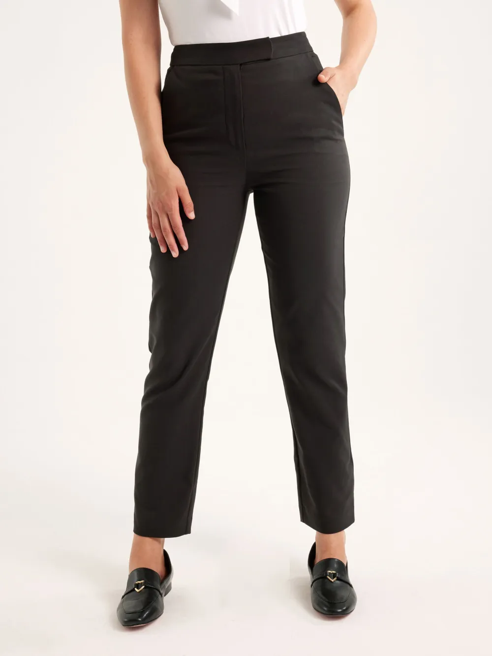 Black Basic Slim Leg Pants