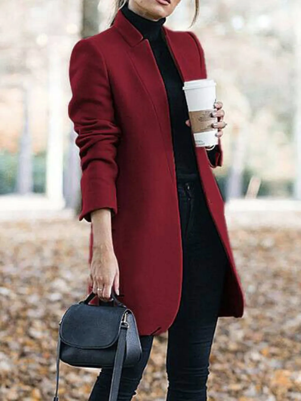 Women Plain Loose Casual Coat