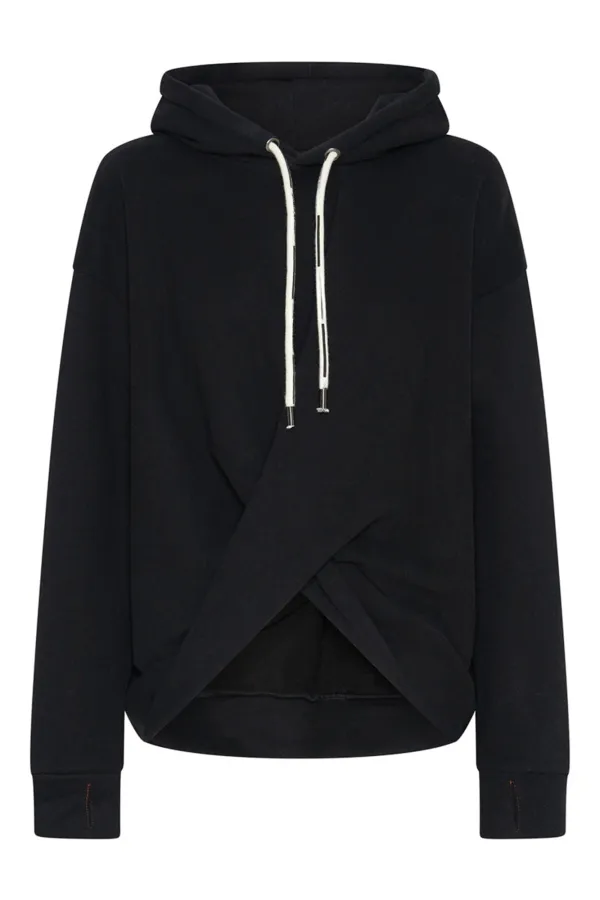 Black Comfortable Breathable Drawstring Loose  Hoodie