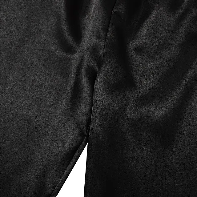 Women's Lingerie Pajama Sets 5 Pieces Satin Floral Lace Cami Top with Robe Nightgown Pants Pink Black Size XXL