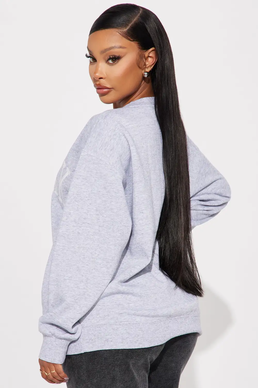 New York Embroidered Screen Sweatshirt - Heather Grey