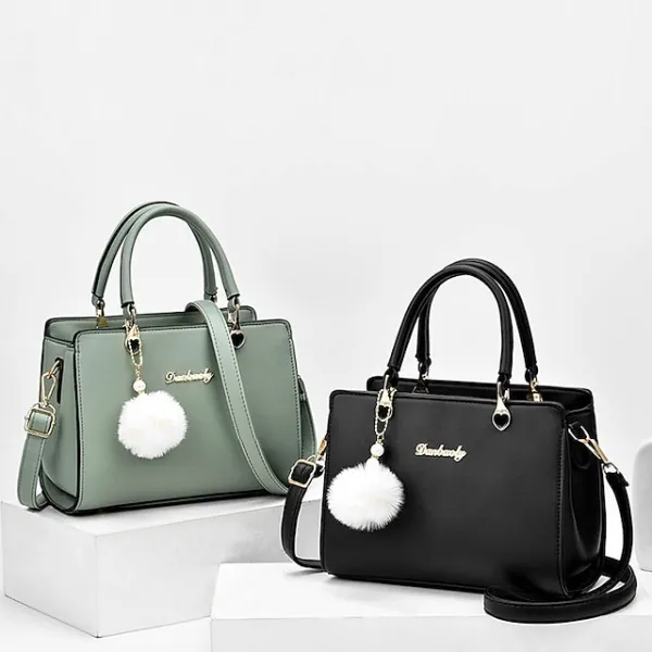 Women's Handbag Crossbody Bag Diaper Bag Tote PU Leather Office Daily Pendant Adjustable Large Capacity Durable Solid Color Black White Pink