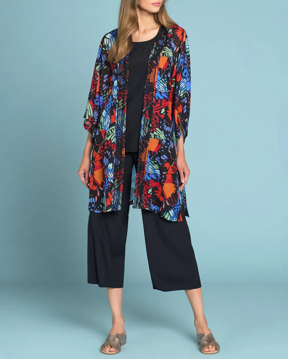 Floral Print Belted Duster Coat