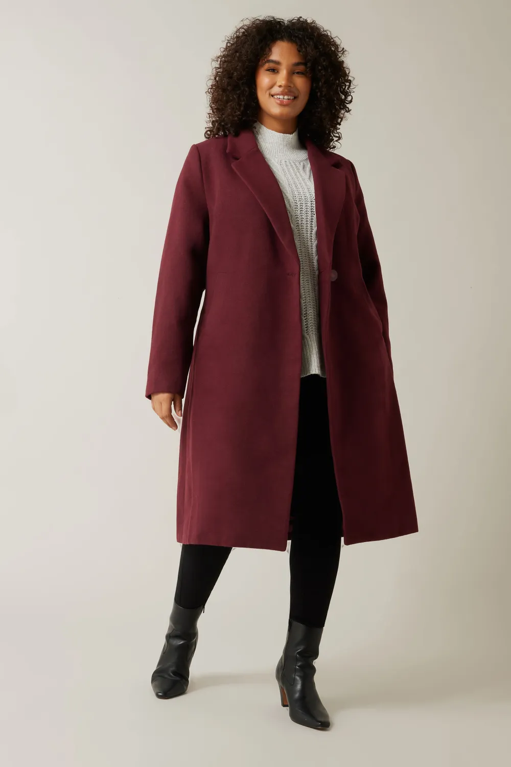 Evans Burgundy Red Midi Formal Coat