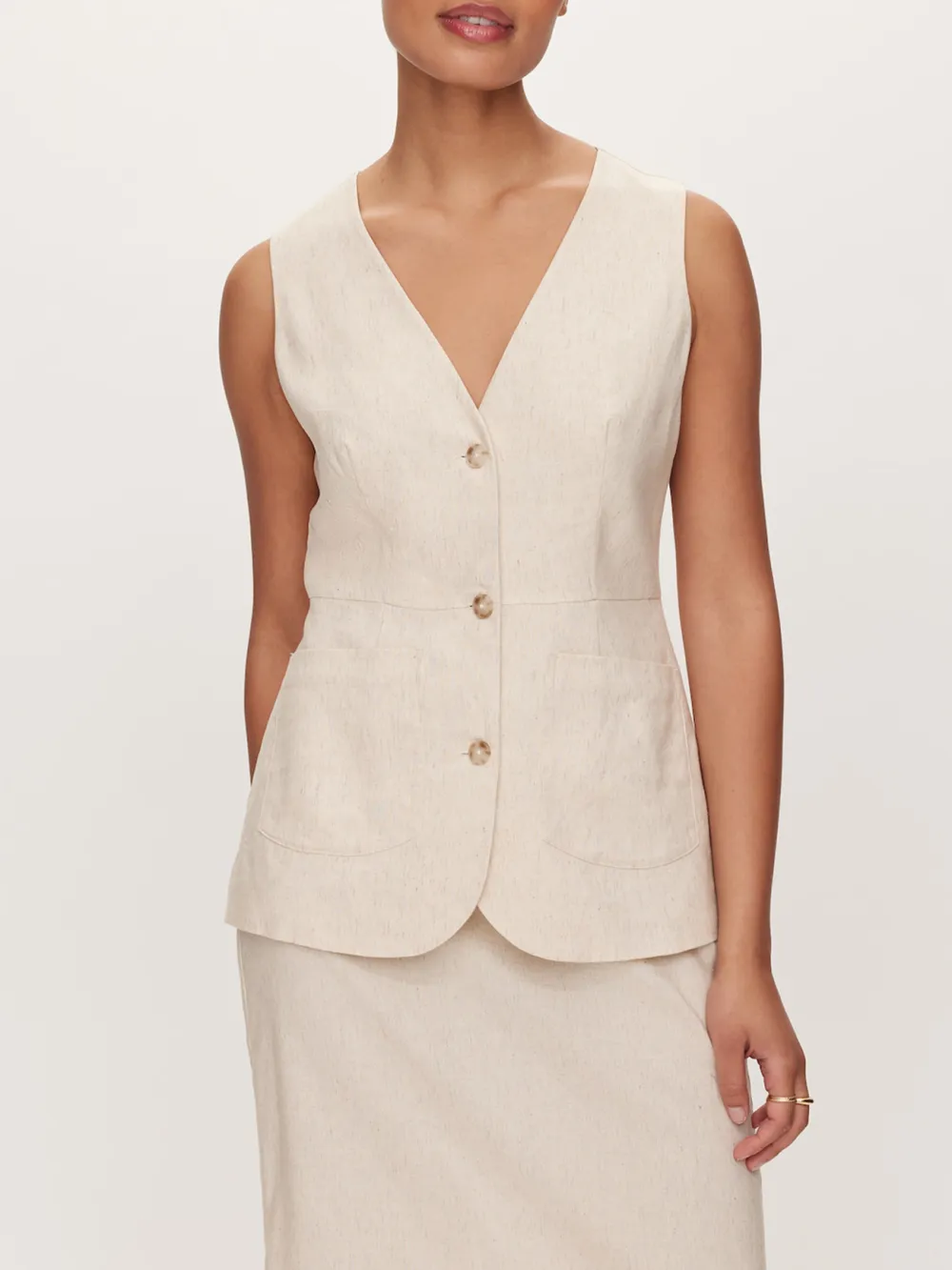 Linen Blend Long Vest