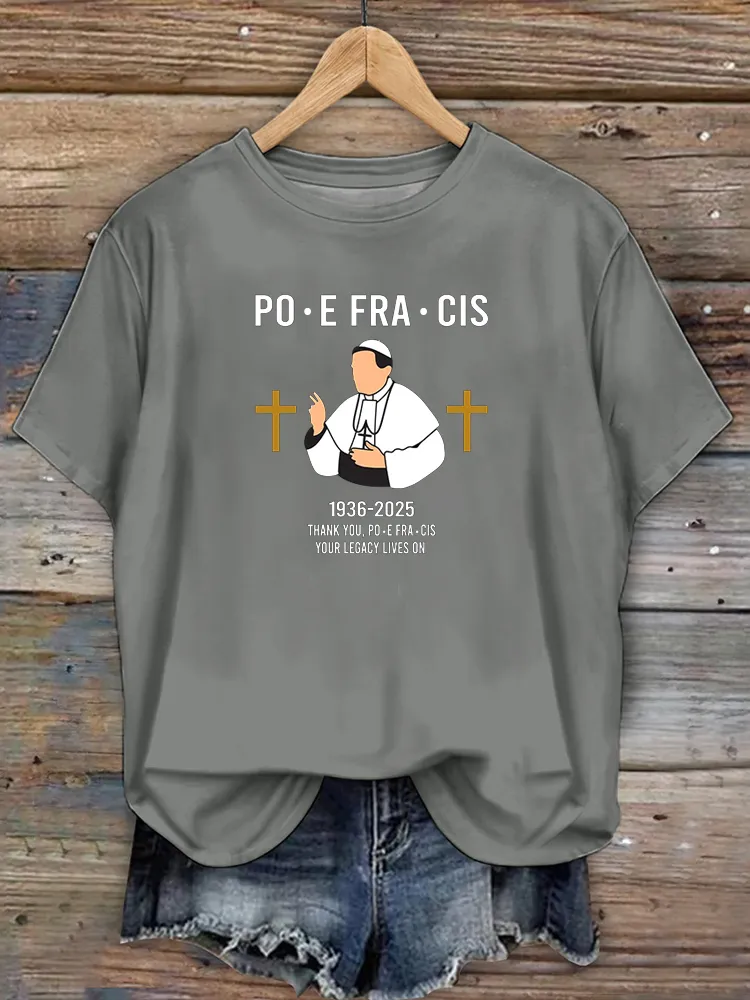 Women's 1936-2025 Thank You PF Your Legacy Lives On Print Short Sleeve Round Neck Cotton T-Shirt