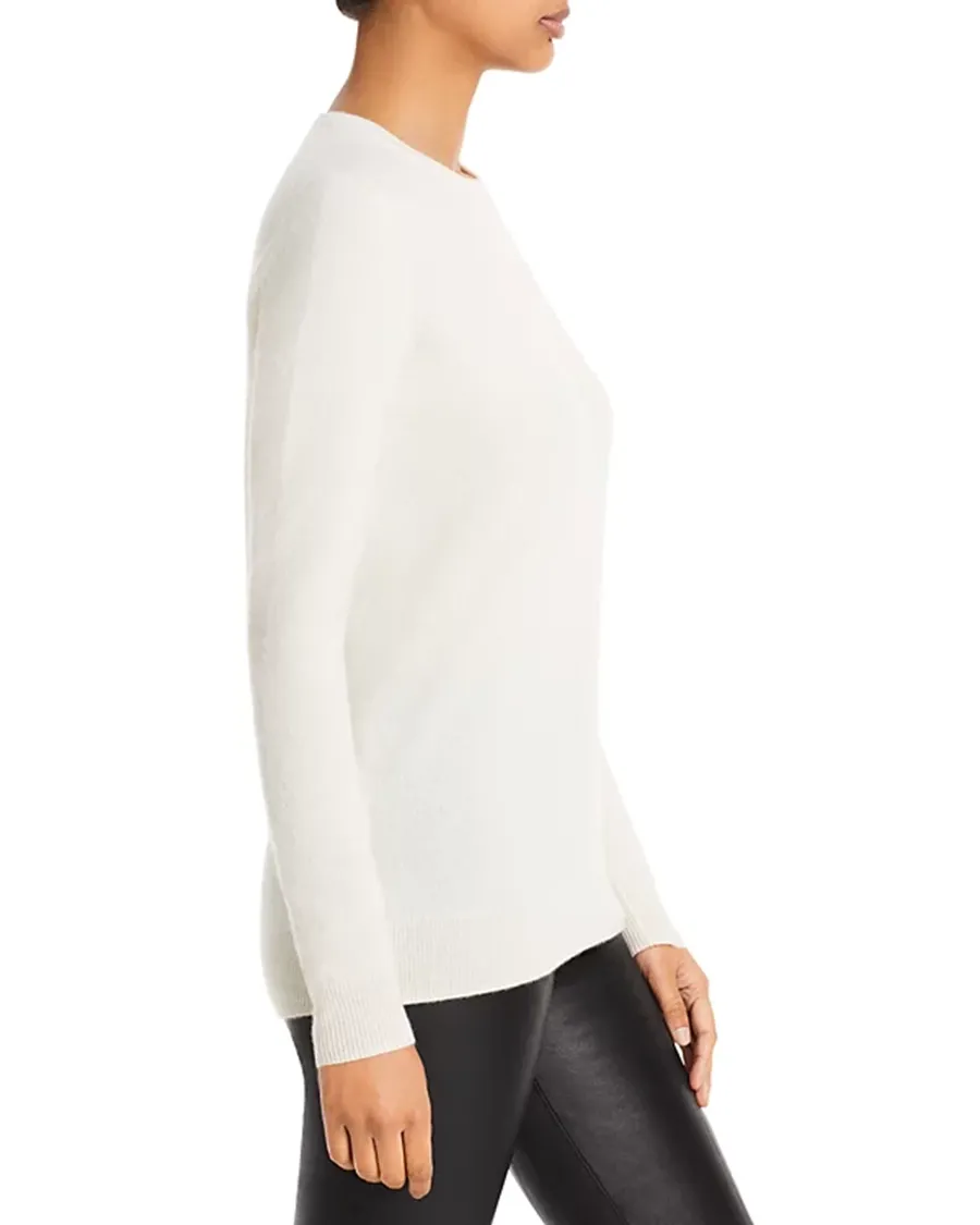 Casual Style Ribbed Crewneck Cashmere Sweater