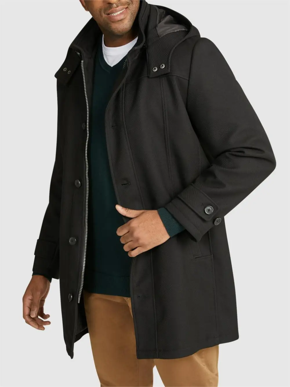 BLACK ZIP UP HOOD COAT