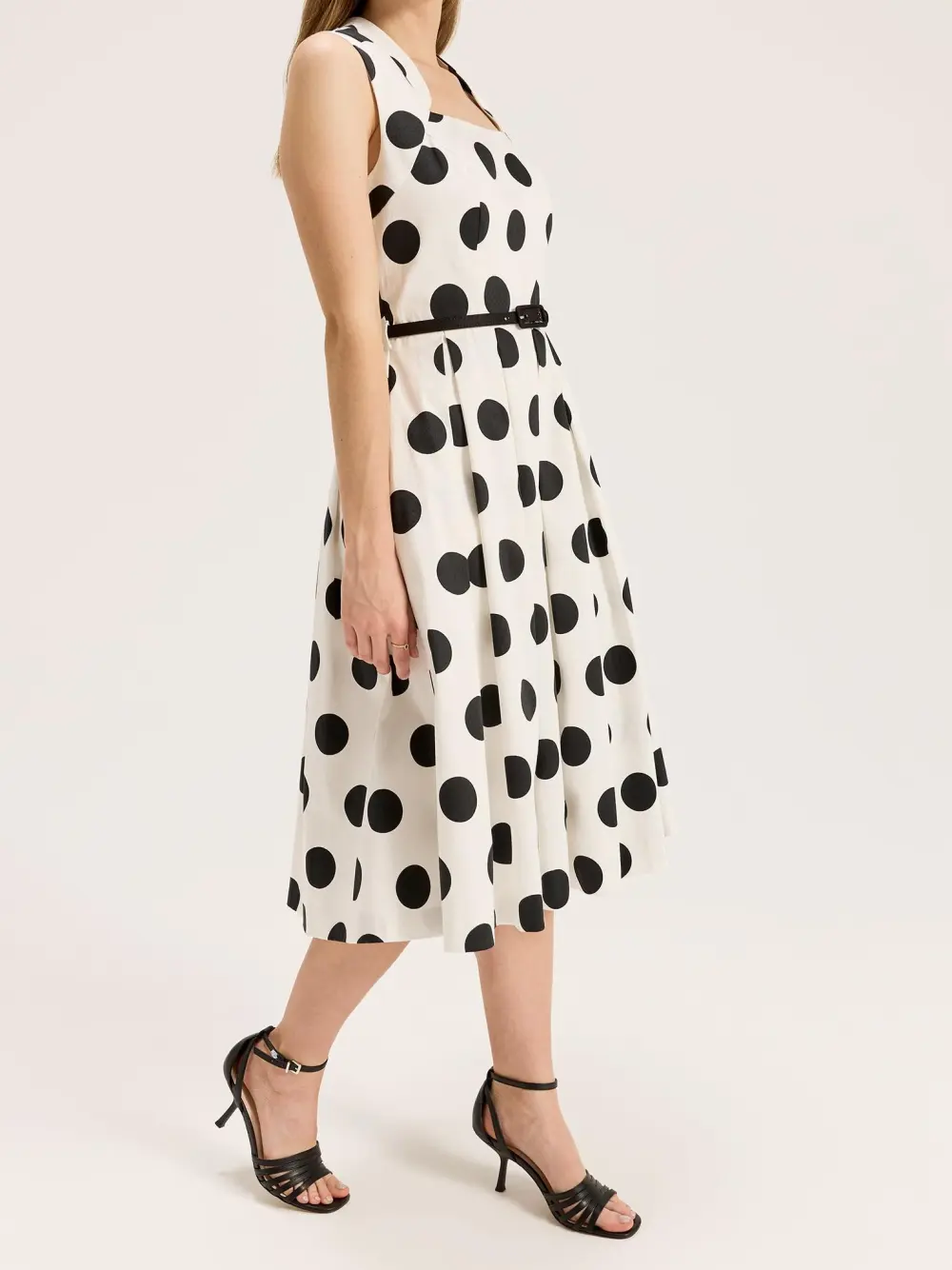 Ivory Black Spotty Midi Dress