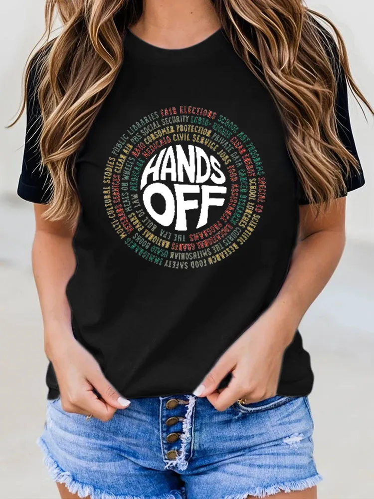 Women'S Fdt “Hands Off ” Print Casual T-Shirt