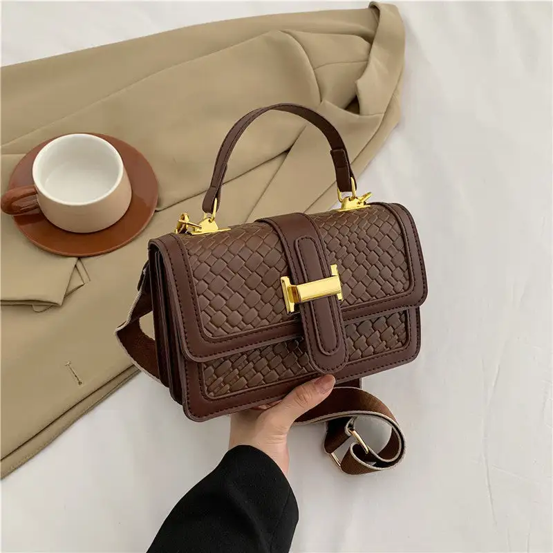 Compact Faux Leather Square Satchel Bag