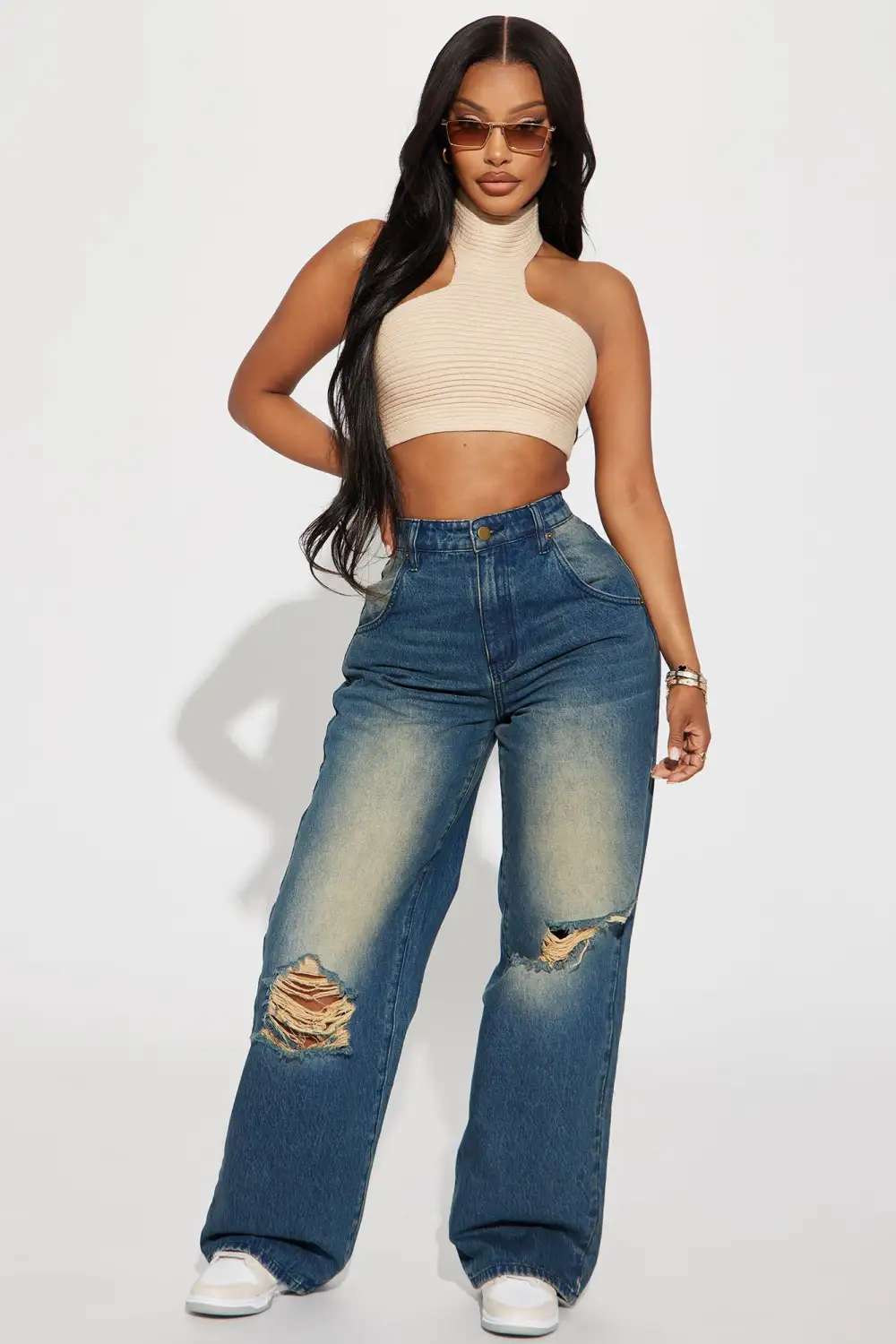 Isolde Halter Sweater Top - Oatmeal