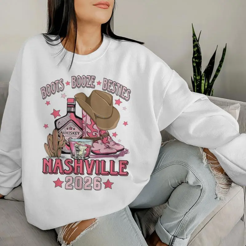 Boots Booze Besties Drinking Nashville Girls Trip Women Sweatshirt