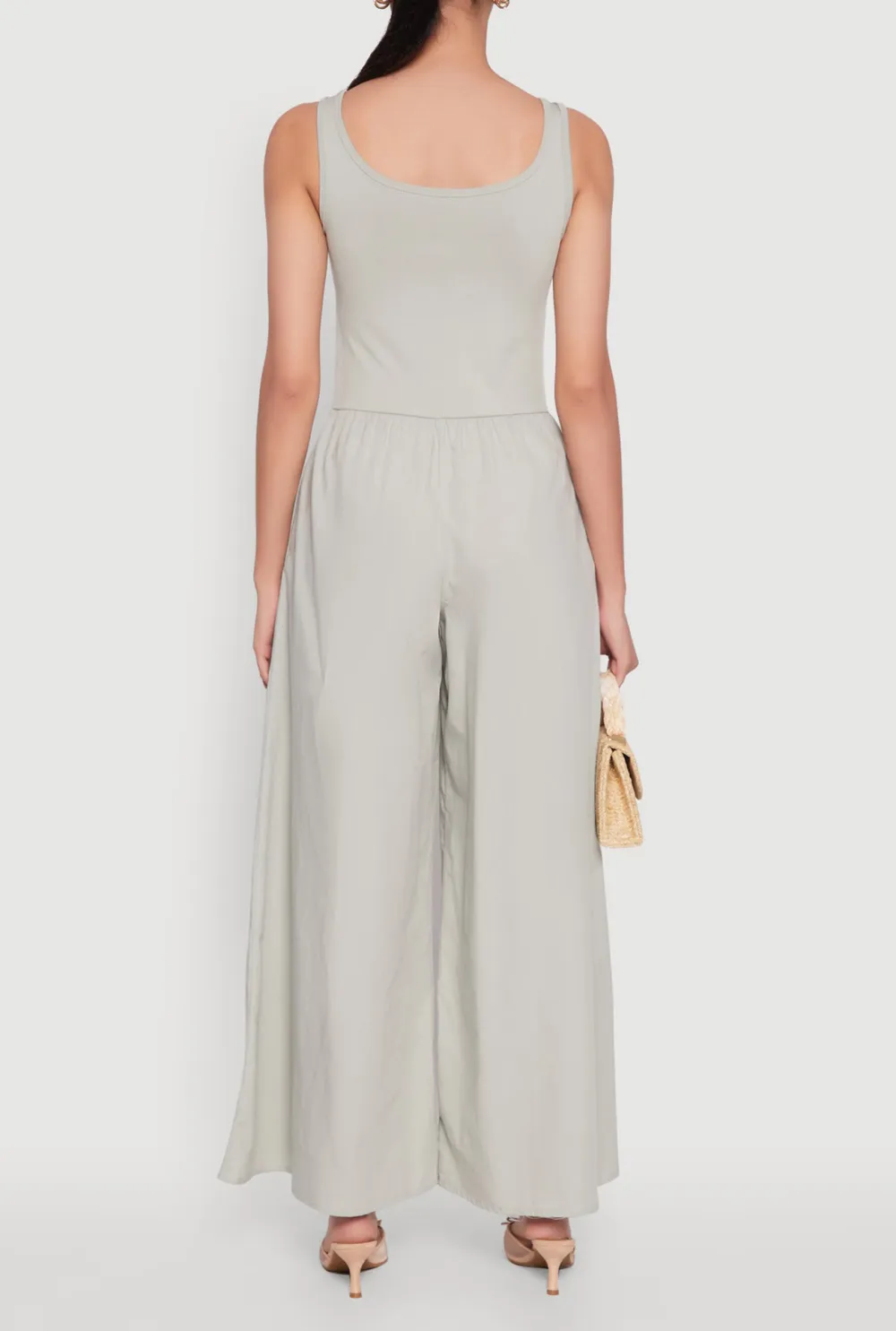 Solid Color Wide Leg Jumpsuit