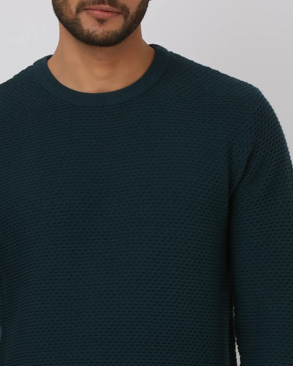 Comfortable Soft Daily Slim Teal Cotton Sweater