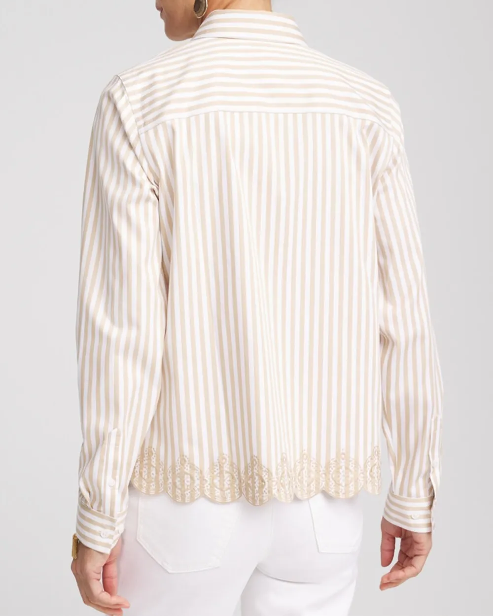 Beige Striped Long Sleeve Shirt