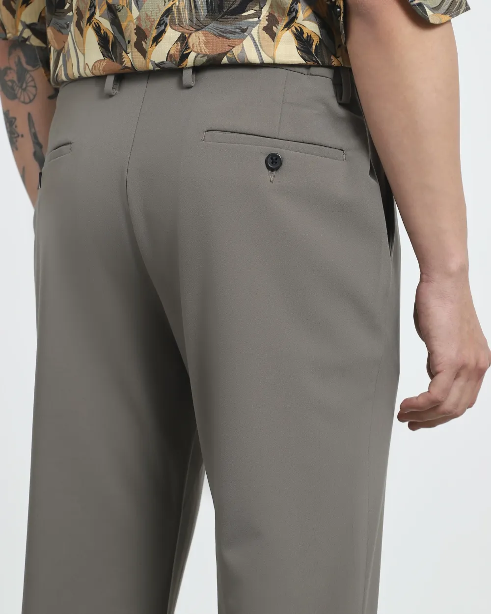 Classic Versatile Soft Slim-Fit Straight-Leg Stone Trousers