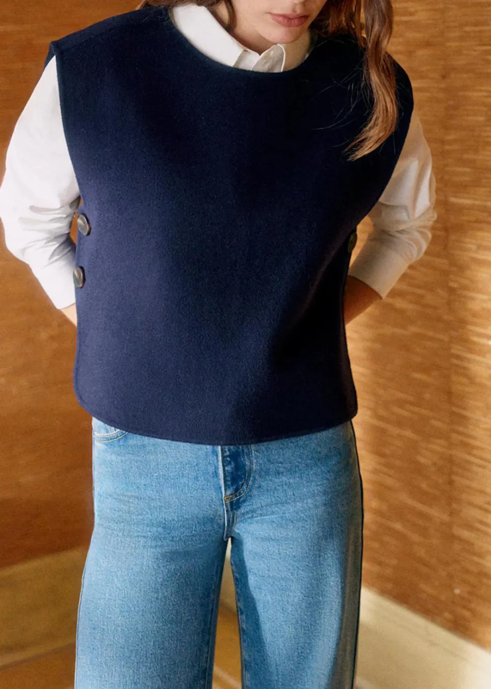 Solid Color Double-Faced Sleeveless Jacket