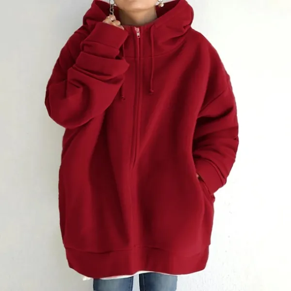 Women's Winter Jacket Hoodie Coat Solid Color Sport Causal Long Sleeve Hoodie Regular Winter Fall Deep Purple Grass Green Black M L XL