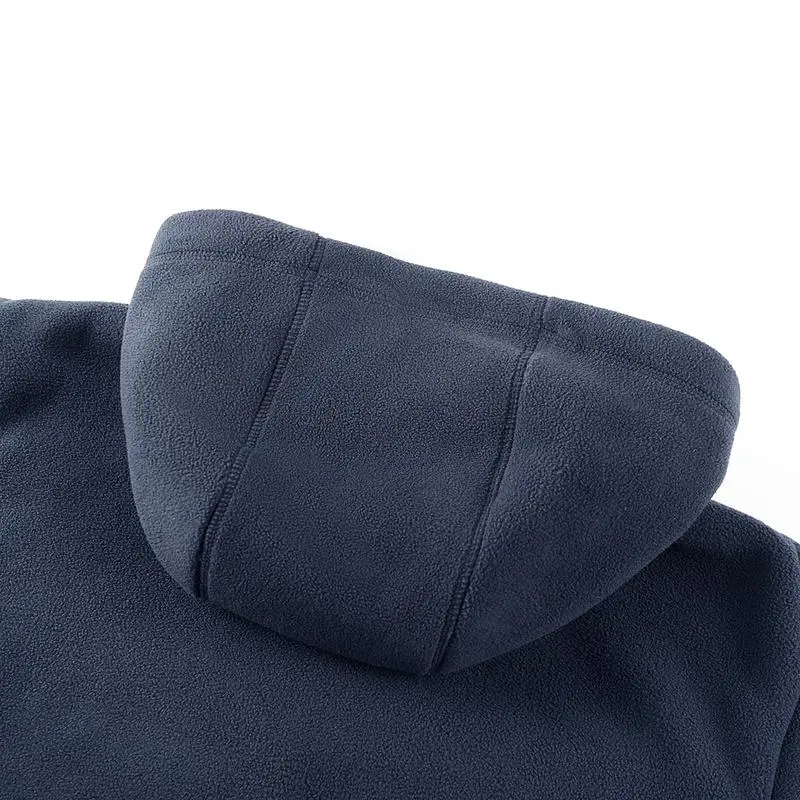 Men'S Outdoor Heavyweight Fleece Jacket - Double-Sided Warm Hooded Coat With Full Zip, Multi Pockets & Machine Washable Polyester For Camping Hiking Casual Wear