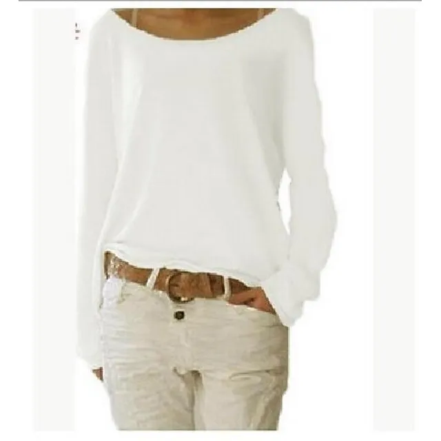 T shirt Tee Women's Light Blue Watermelon powder White Solid / Plain Color Basic Soft Daily S