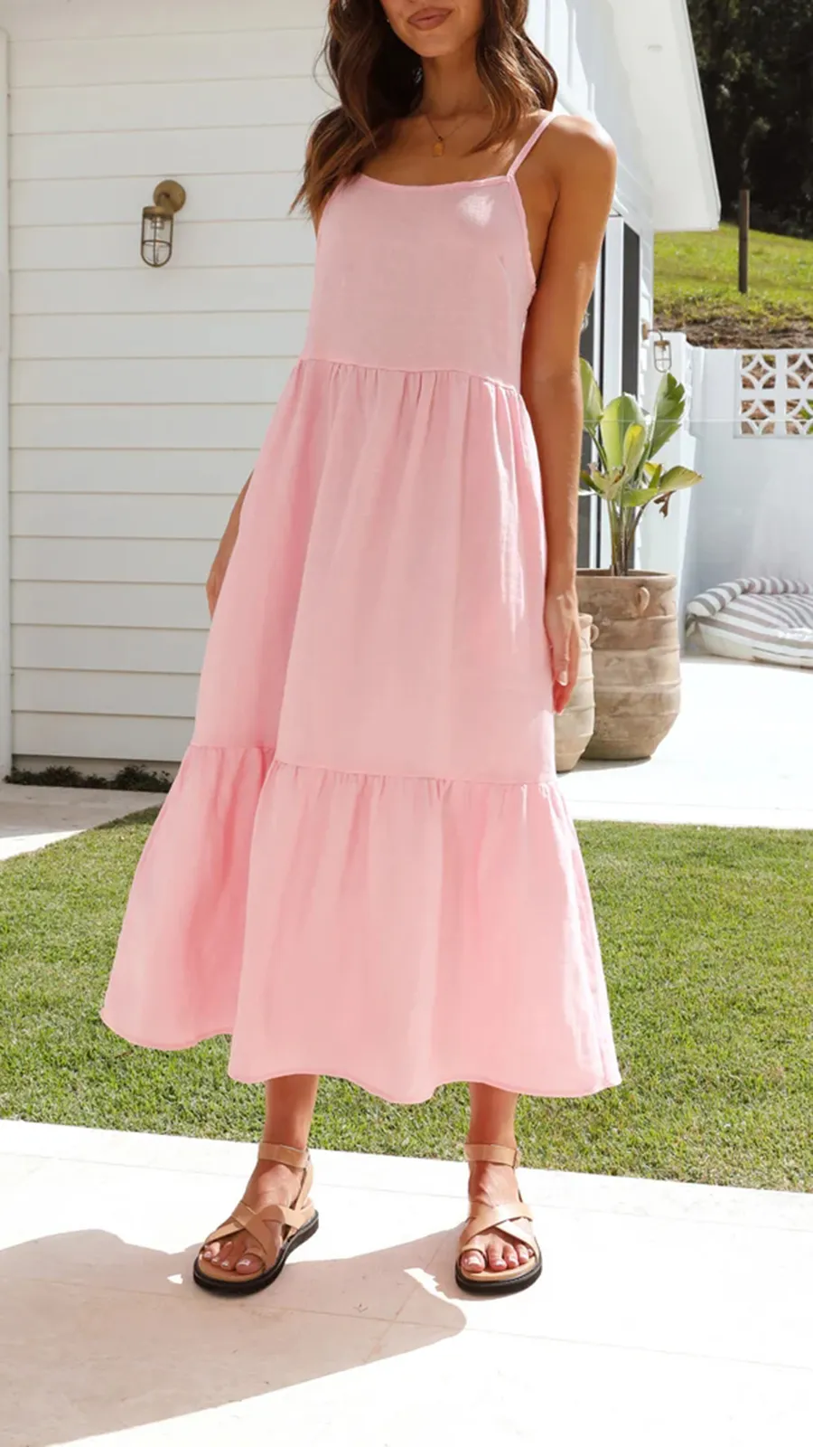 Loose Fluffy Long Suspender Dress