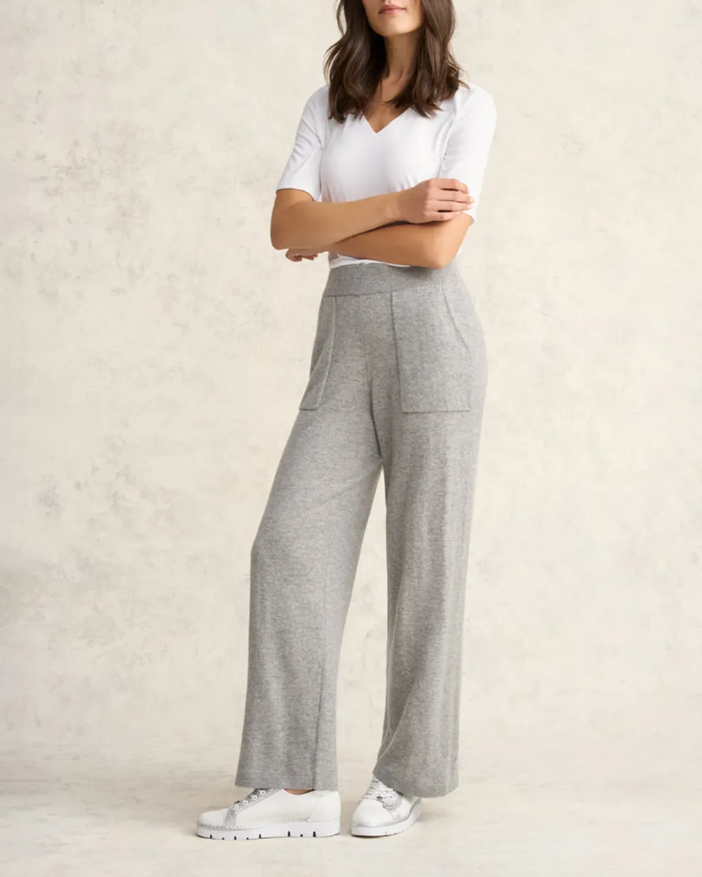 Elastic Waist Wide Leg Knit Pants