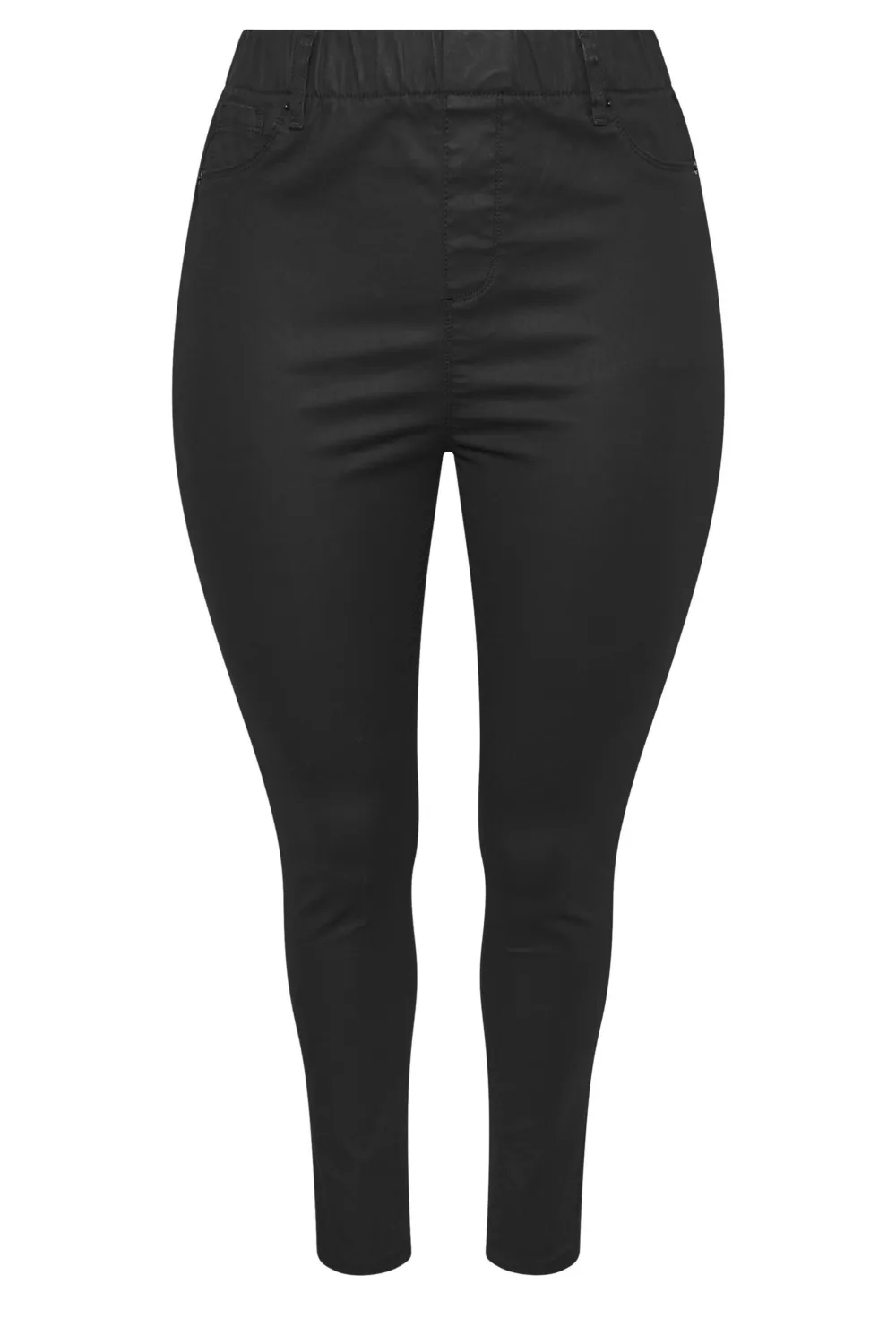 YOURS Curve Black Coated Stretch Pull On GRACE Jeggings