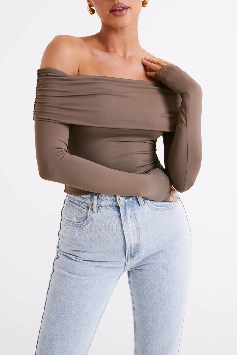 Recycled Nylon Off Shoulder Top