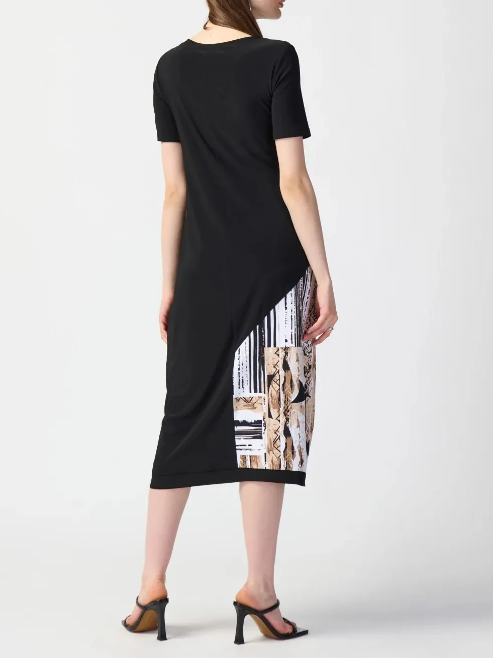 Black and Abstract Print Shift Dress