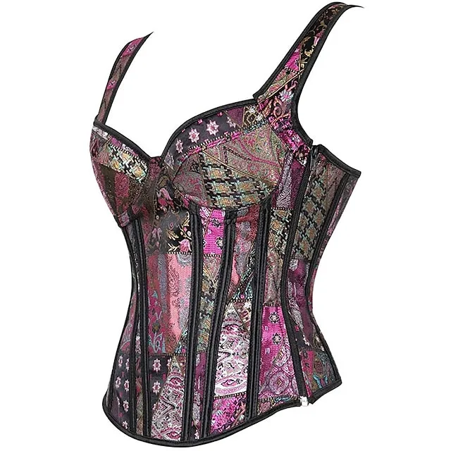 Corset Women's Corsets Halloween Wedding Party Party & Evening Plus Size Black White Purple Breathable Overbust Corset Zipper Lace Up Backless Tummy Control Push Up Flower All Seasons