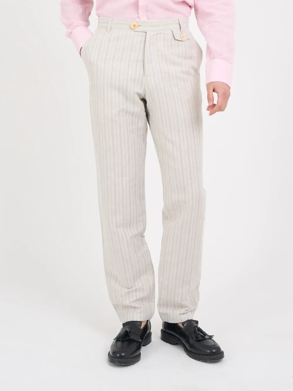 Sand Casual Style Cotton-Linen Trousers